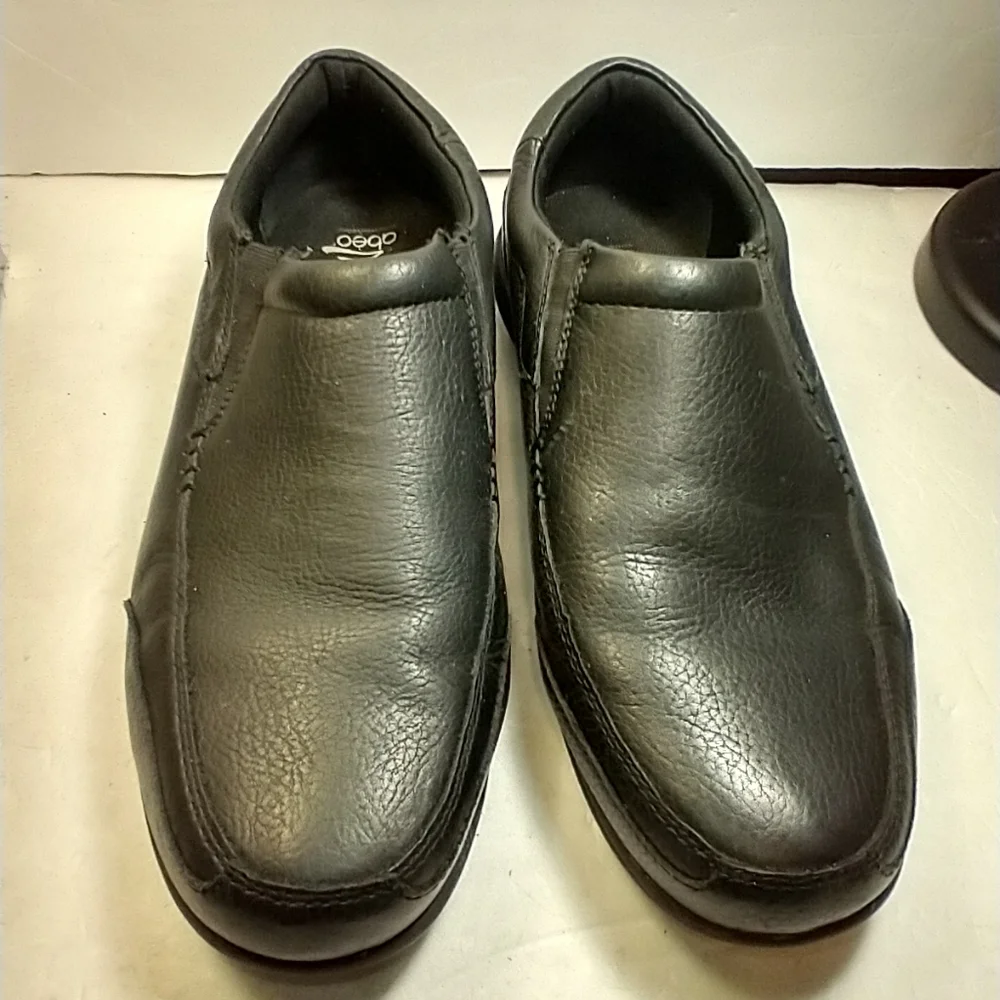 Abeo Thomas Black Leather Moc Toe Slip On Loafers Shoes Men's sz 10.5.